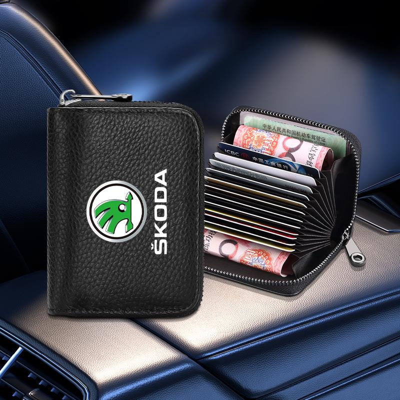 Кошелек из натуральной кожи для водительского удостоверения, ID-карты, банковских карт для Skoda Octavia Fabia A7 Kamiq Kapoq Kodiaq Rapid SCALA Superb Yeti Derivati