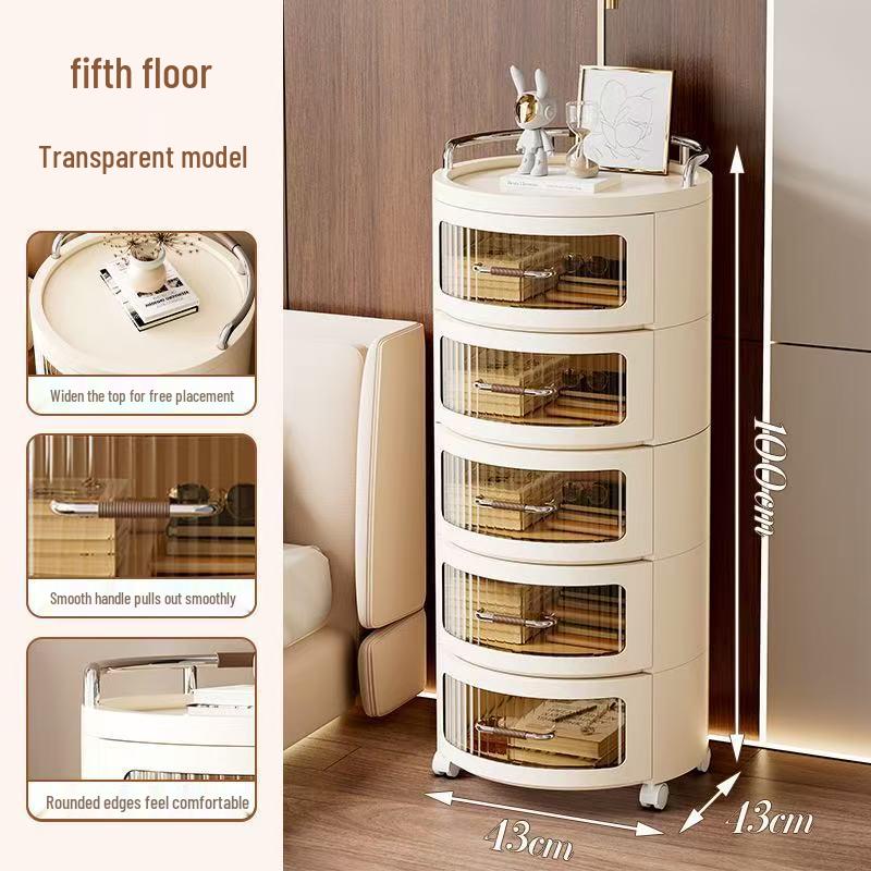 Круглый шкаф для хранения с полками и ящиками