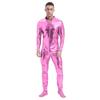 Mens Metallic Zentai Jumpsuit Full Body Tight Mock Neck Long Sleeve Club Performance Costume