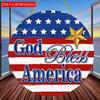 2D Flat 20cm1pc God Bless America Sign flag&Stars Patterns Round Wooden Party Pendant, Celebrate Independence Day Theme Terrific National Flag Color