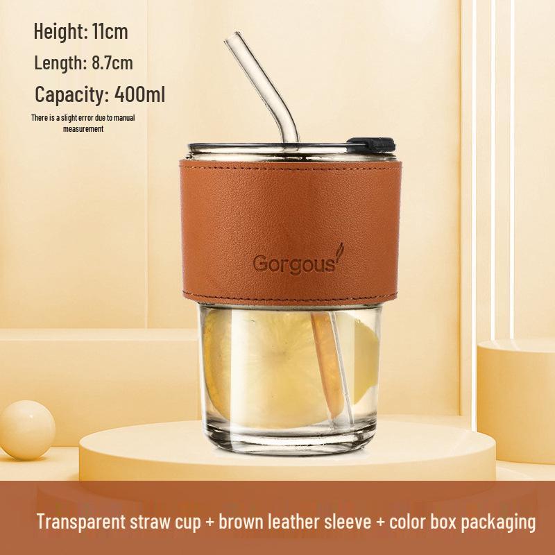 Bamboo Glass Cup: Versatile & High-Value Double-Walled Cup with Straw for Water, Coffee, & More - Premium Souvenir