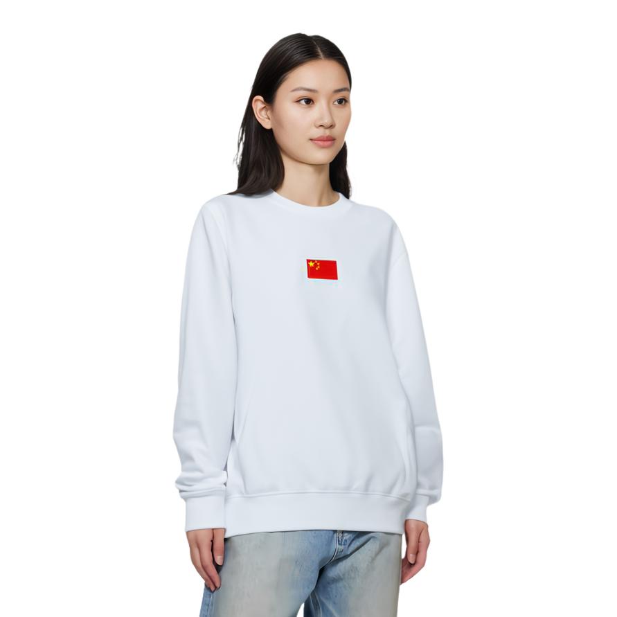 Anta Пуловер Pure Color с принтом национального флага и логотипом, пуловер с круглым вырезом, топы унисекс, чисто-белый 172250701-1