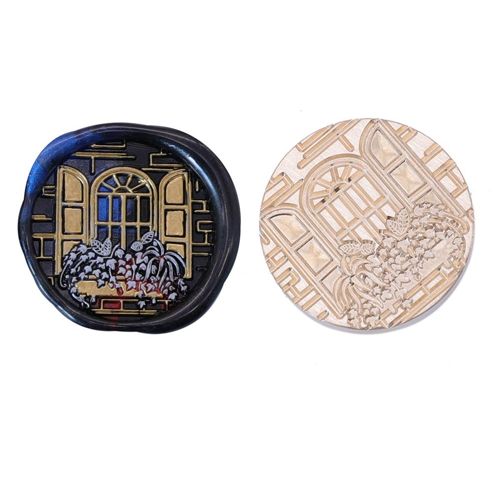 Восковая медная головка с рисунком окна, серия, винтажная ремесленная запечатывающая головка для открыток, конвертов, свадебных приглашений, подарочной упаковки