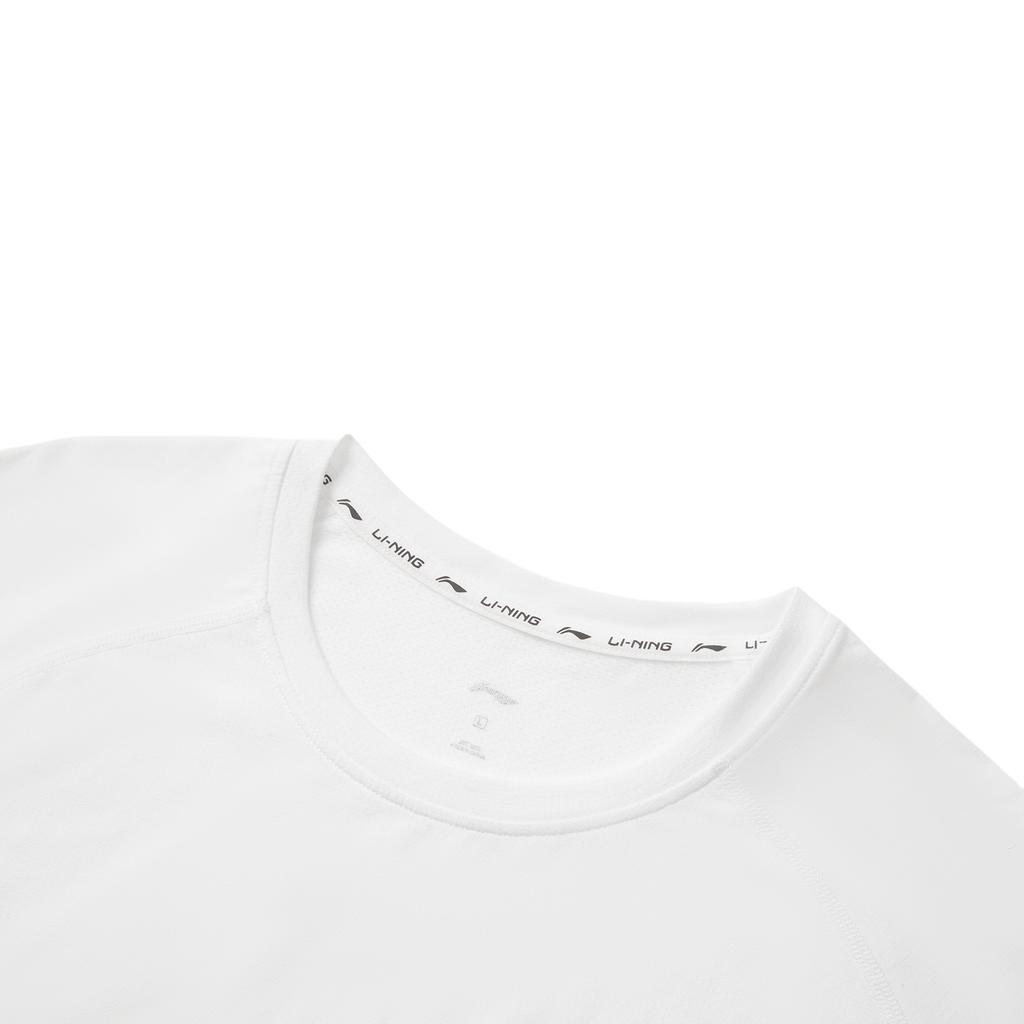 Li-Ning Plain Sports Casual Simple Round Neck Pullover Short Sleeve T-Shirt Men Tops Standard-White ATSV363-7