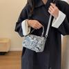 Hot Style High-end Western Style Printed Handheld Small Square Bag Women's Bag Trendy Stitching Single Shoulder Crossbody Bag