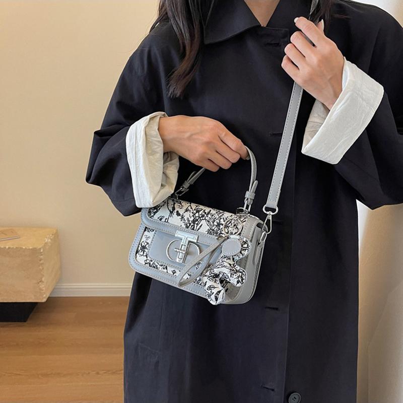 Hot Style High-end Western Style Printed Handheld Small Square Bag Women's Bag Trendy Stitching Single Shoulder Crossbody Bag
