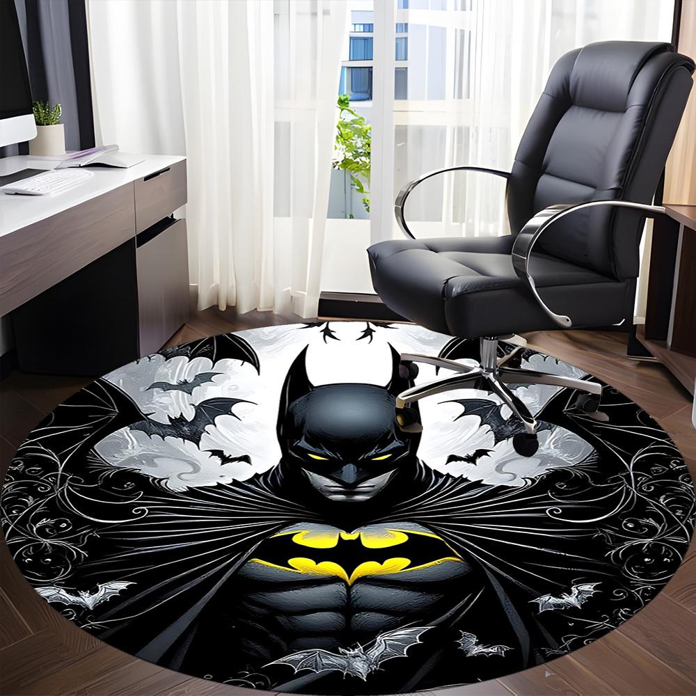 1 шт. Круглый ковер Бэтмен для офиса, под офисные стулья, спальни, гостиной, домашний декор, декор комнаты, доступен в различных размерах