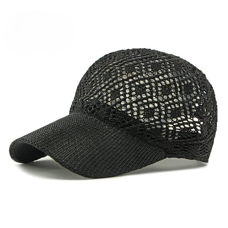 Women Summer Knit Crochet Mesh Baseball Cap Breathable Hollow Out Peaked Hat Shiny Lurex Thread Sparkly Sun Visor Cap