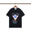 Casablanca Short Sleeve T-Shirt Couples Round Neck Loose Fit Cotton Casual Daily Wear