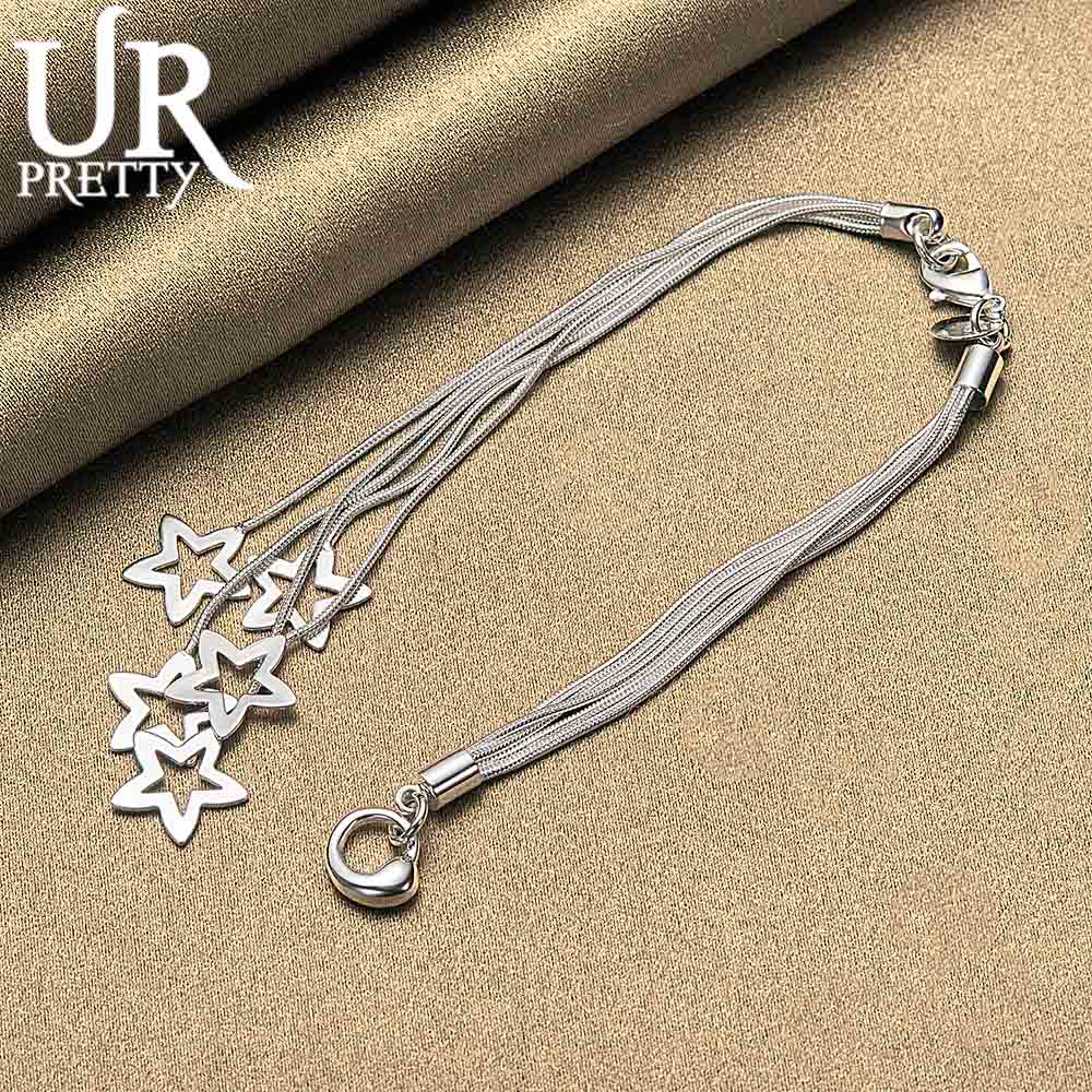 Браслет из пяти змей из стерлингового серебра 925 пробы с подвеской в виде звезды, модные свадебные украшения