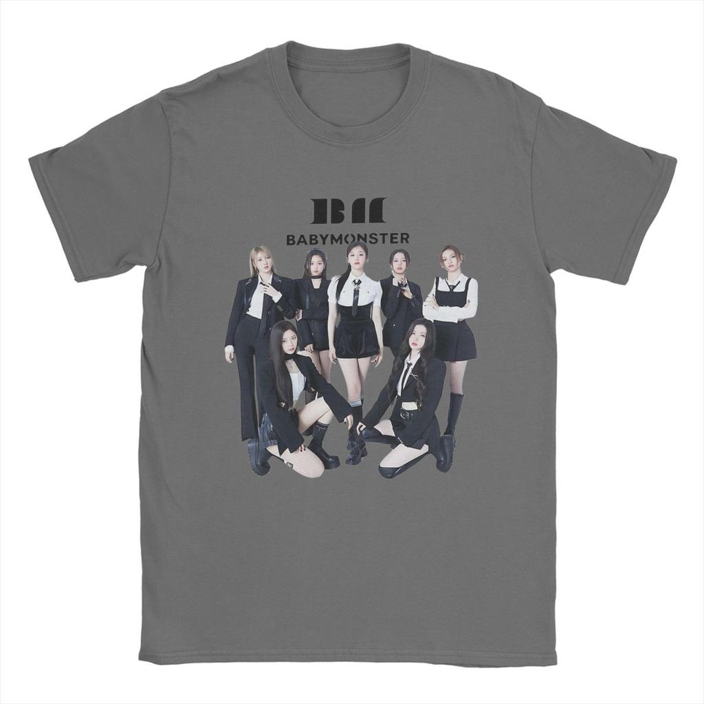 Мужские футболки Babymonster KPOP 100% хлопок Топы Винтажные футболки с коротким рукавом и круглым вырезом Большие размеры