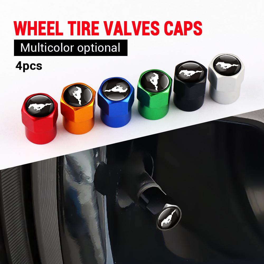 4PCS Metal Car Wheel Tire Air Valve Caps Stem Cover Auto Accessories For Ford Mustang Focus Mondeo Fiesta Kuga MK2 MK3 MK4 Edge IL8
