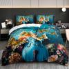 3pcs Teal Musical Butterfly Bedding Duvet Cover Set Elegant Violin Bedding Quilt Set Floral Themed Bed Quilt Set Romantic