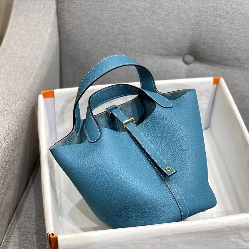 Корзина для овощей из воловьей кожи, сшитая вручную вощеной нитью для детей, обернутая в натуральную кожу с узором личи, сумка-ведро для воды для женщин