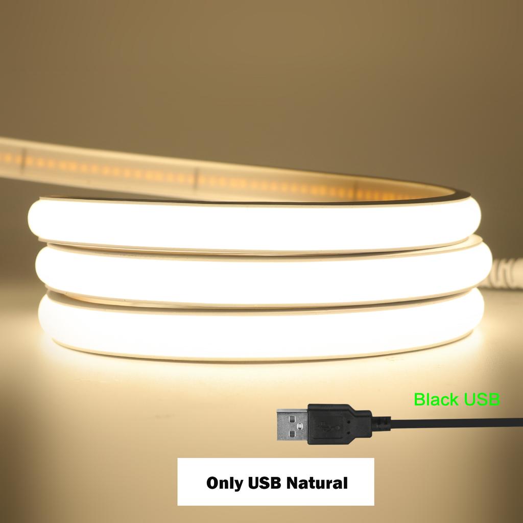 5 В Диммируемая COB Светодиодная Лента USB Диммер-Выключатель Сенсорный Белый Натуральный Теплый Высокой Плотности Гибкая Лента 320 светодиодов/м Комнатный Ночник