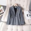 New Houndstooth Autumn and Winter Blazer Women's Textured Woolen Small Suit for Women