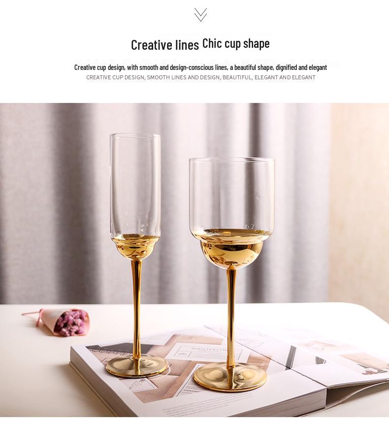 Стильный европейский бокал для вина из хрусталя с высоким стеблем и гальваническим покрытием