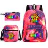 Rhythm Box Game Merchandise Student Bag Sprunki Cartoon Starry Sky Backpack Leisure Bag 3-piece Set D