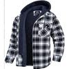 Men's Flannel Shirt Jacket with Removable Hood Plaid Quilted Lined Winter Coats Thick Hoodie Outwear Man Fleece Shirts