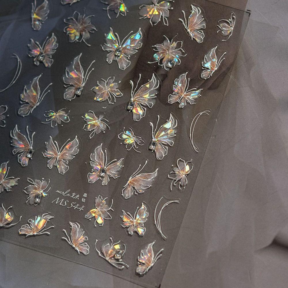 Self Adhesive Flower Nail Stickers 5D Nail Decals DIY Shell Light Nail Stickers  Women