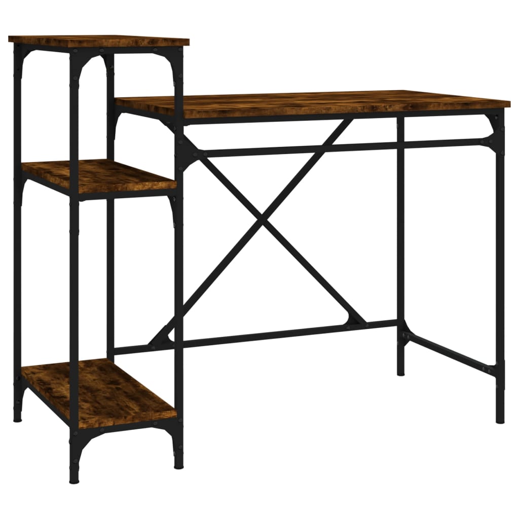 Desk with Shelf Smoked Oak Finish 105 x 50 x 90 cm Engineered Wood