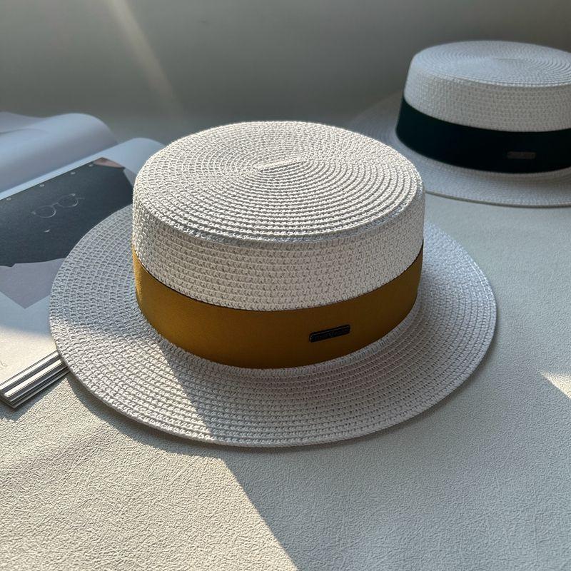 New hat women's spring and summer flat top top hat adjustable French British sunshade sunscreen travel versatile seaside