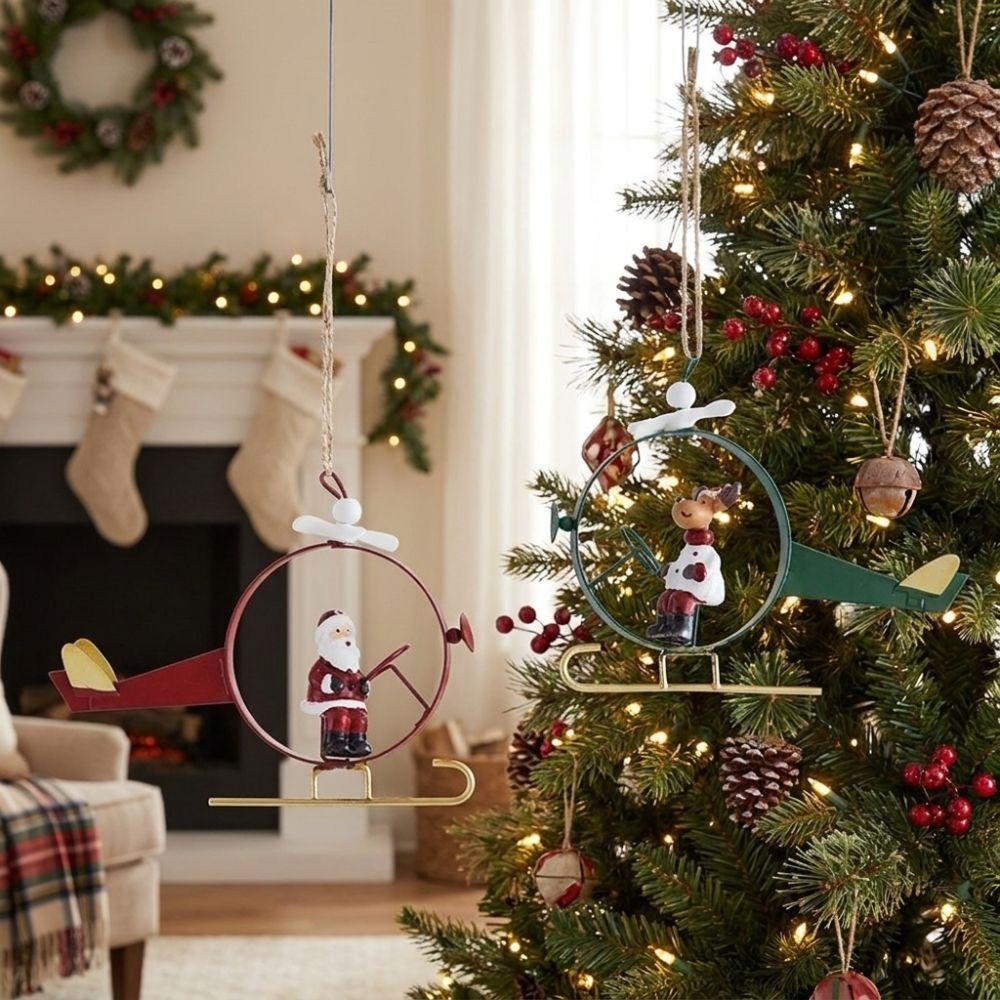 Santa Claus Christmas Tree Pendant Iron Xmas Hanging Ornaments Festive Atmosphere