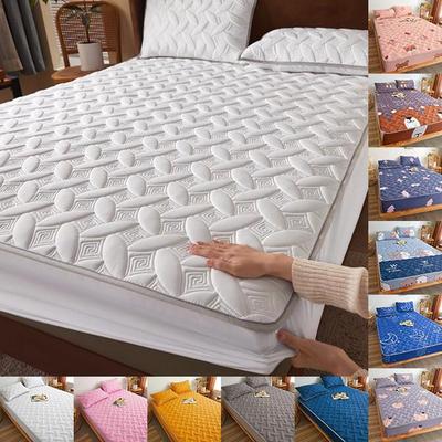 Стеганый наматрасник для кровати, утолщенная простыня на подкладке, приятный для кожи наматрасник с эластичной лентой, покрывало, постельное белье (Нет наволочки)