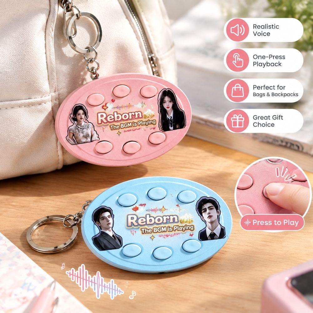 Oval Shape Sound Keychain Button Talking Keychain Fashion Bag Charm For Fans