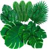 6 Kinds Large Small Green Fake Palm Leaf Decorations with Stems for Safari Jungle Hawaiian Luau Party Table Decoration Wedding Birthday Theme Party