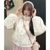 Padded jacket 2025 qish qalinlashtirilgan retro gulli tik yoqa koreyscha shirin ozdiruvchi qisqa gulli pastga paxta