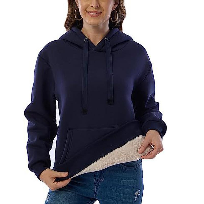 Женская зимняя толстовка, женская теплая спортивная толстовка с капюшоном и карманами из овечьего флиса, куртка