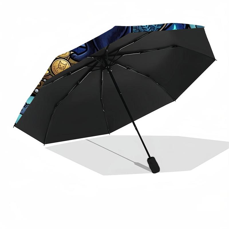 Night Cats Treasure pattern umbrella, portable and foldable design, 8 ribs, a casual accessory for Halloween, Christmas, and birthday gifts.