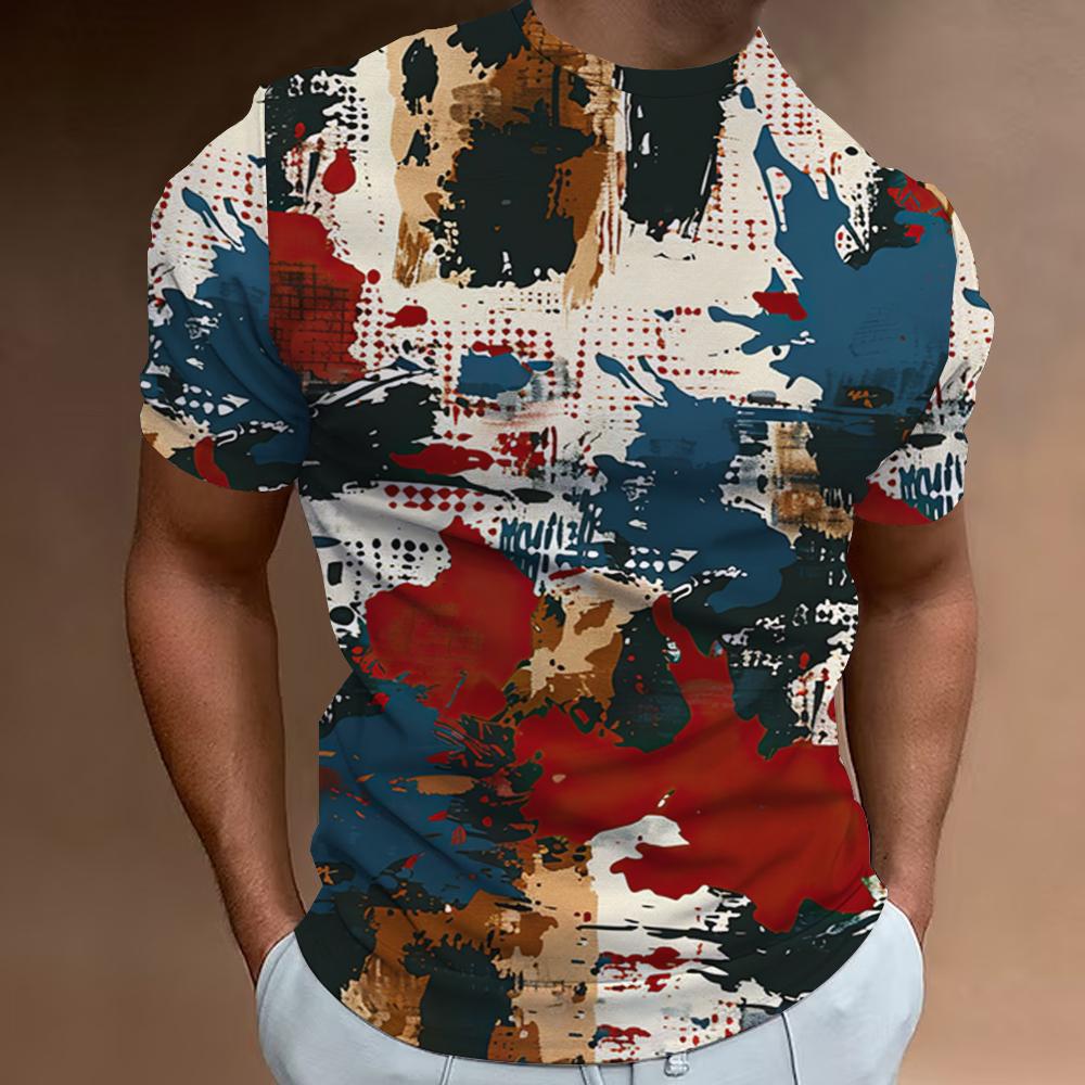 Цветная мужская футболка с круглым вырезом и принтом граффити, летняя повседневная мужская футболка для улицы, мужские топы с короткими рукавами, футболки