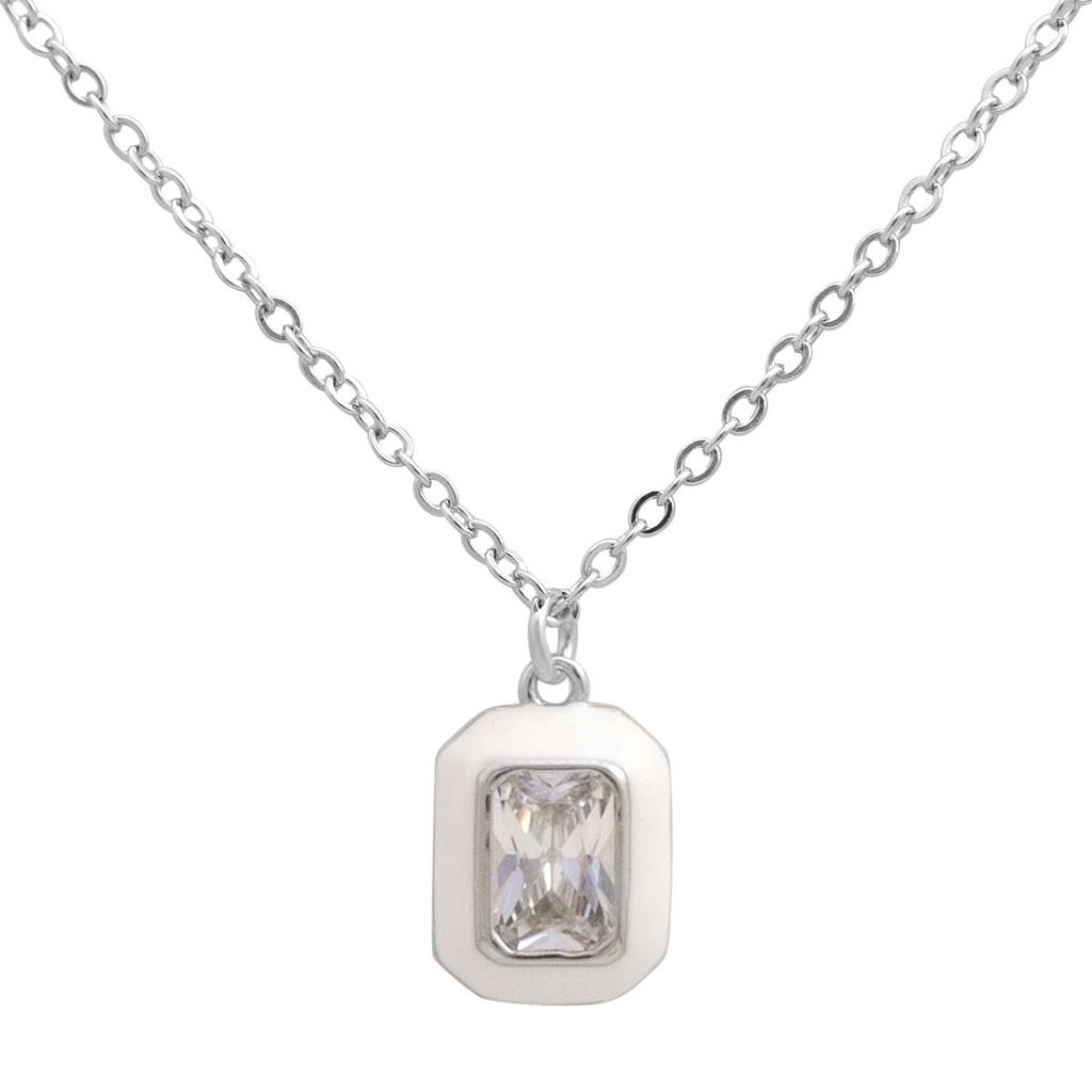 Серебряное колье с фианитами, емаллю, вес изделия 2,16 гр (2185635)