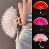1PC Dance Hand Fan Party Decoration with Pendant Gothic Court Feather Lace Vintage Lolita Folding Fan