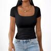 Women's 2025 Summer U-Neck Slim Casual T-Shirt - Short Sleeve Fashion Pullover