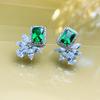 Huitan Trendy Green Cubic Zirconia Stud Earrings Women Luxury  Color Sparkling Ear Accessories Wedding Party New Jewelry