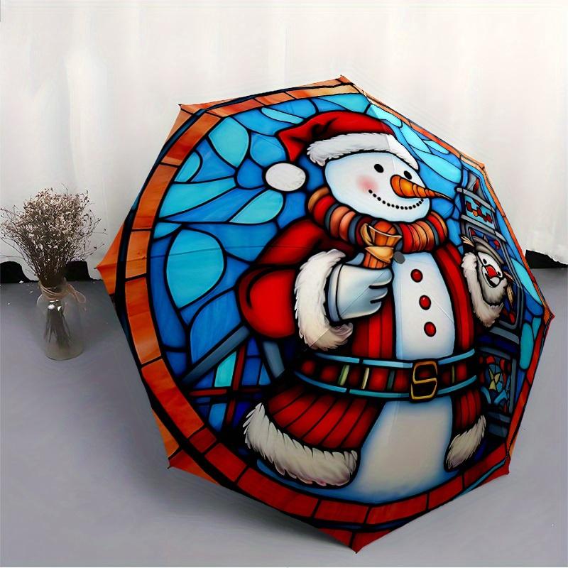 1pc Snowman Pattern Automatic Opening/Closing Folding Umbrella with 20 Ribs, Plastic Handle, Windproof Portable Sunshade Umbrella y250726060