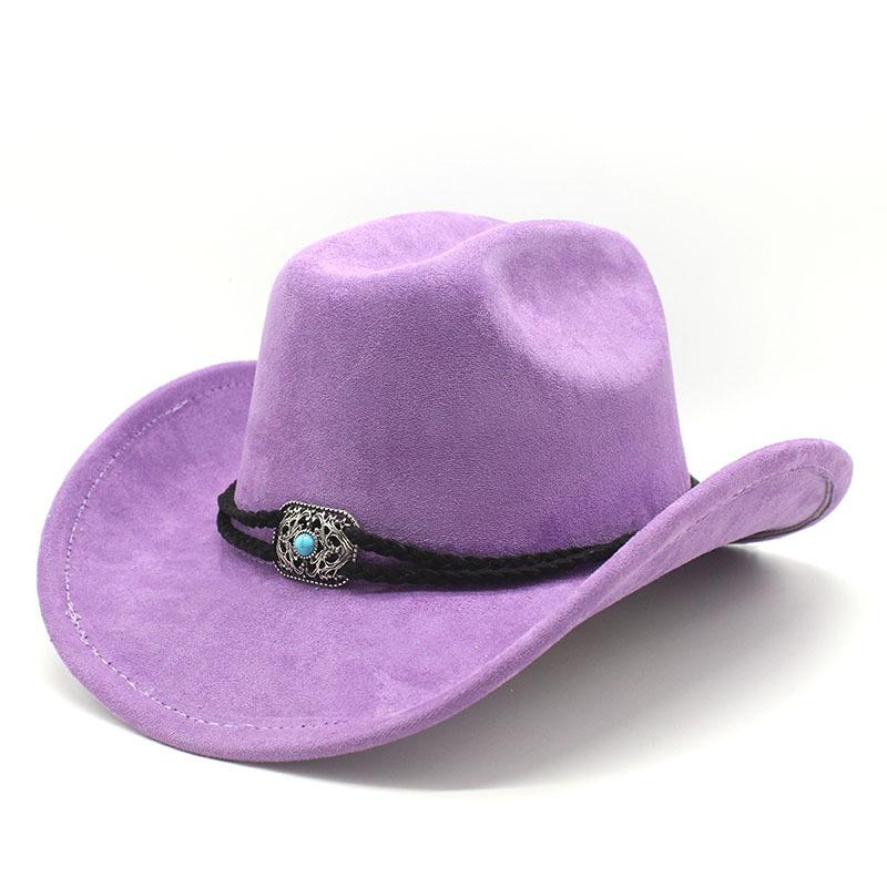 Suede Upturned Edge Western Cowboy Hat Men And Women Outdoor Travel Hat Rolled Brim Ethnic Style Top Hat Felt Hat
