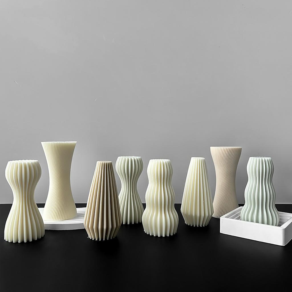 Unique and Elegant DIY Striped Mold Geometric Shape Candle Mold Convenient Silicone Mold for Striped Candle Crafting