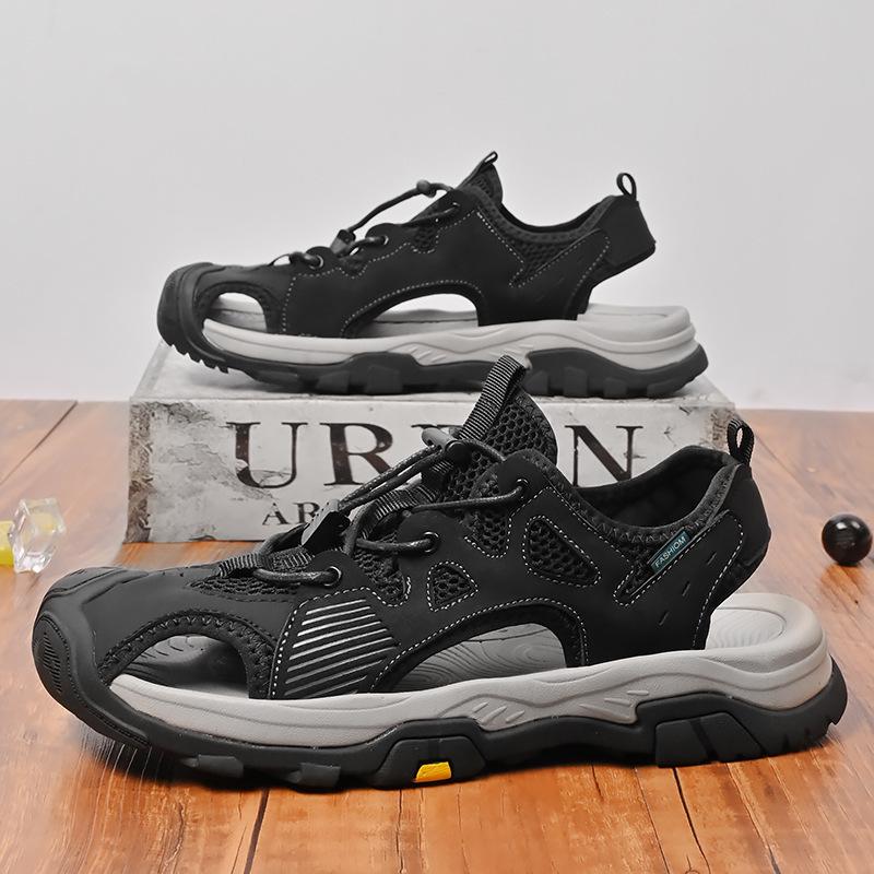Summer Outdoor Shoes Beach Shoes Men's Bag Head Sandals, Breathable Mesh Men's Shoes Non-slip Walking Shoes Casual Shoes Trendy Shoes