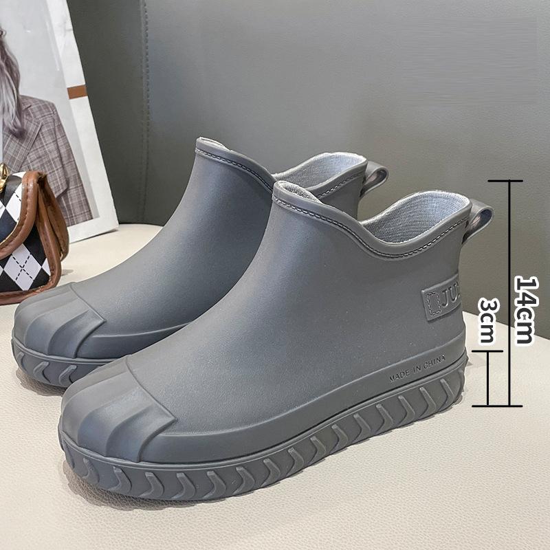 Модные женские дождевые туфли, водонепроницаемые нескользящие резиновые сапоги, резиновые сапоги по щиколотку, водонепроницаемая резиновая обувь, садовые галоши, размер 36-41