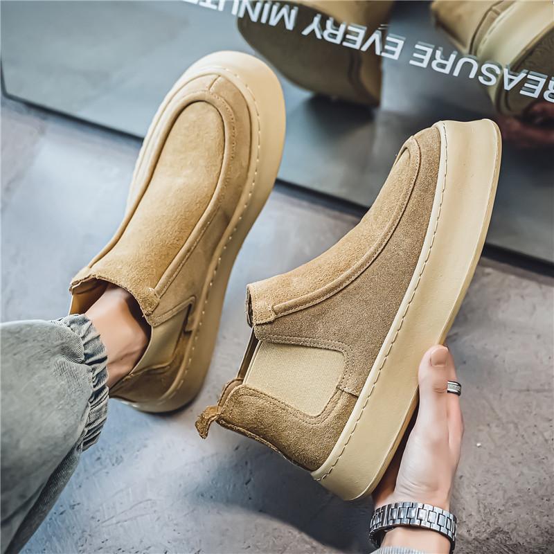 Обувь мужская осенняя обувь в гонконгском стиле с высоким берцем, на толстой подошве, с одной педалью, в стиле ретро, повседневная, универсальная, для отдыха на открытом воздухе, удобная обувь для сноуборда