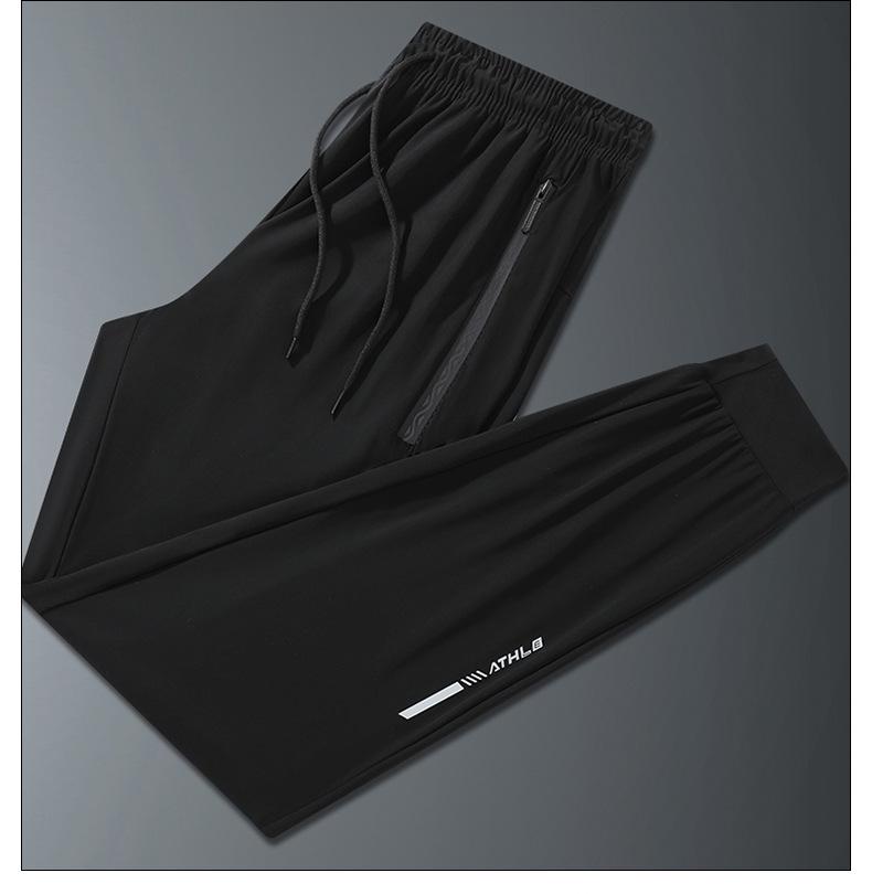 Летние спортивные брюки-джоггеры большого размера из ледяного шелка, быстросохнущие - Высокоэластичные, шелковистые, прохладные, модные, прямые