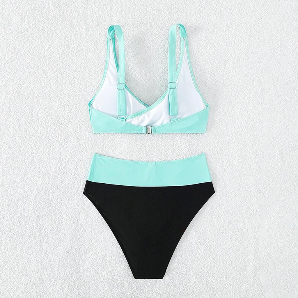 Женские купальники больших размеров, женский комплект из двух предметов с высокой талией, женский купальник, топы, средний винтажный купальник-бандо с принтом