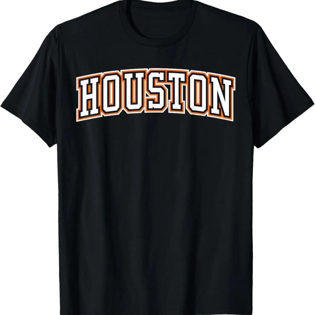 Houston TX Texas Varsity Style Space City Black Orange White T-Shirt