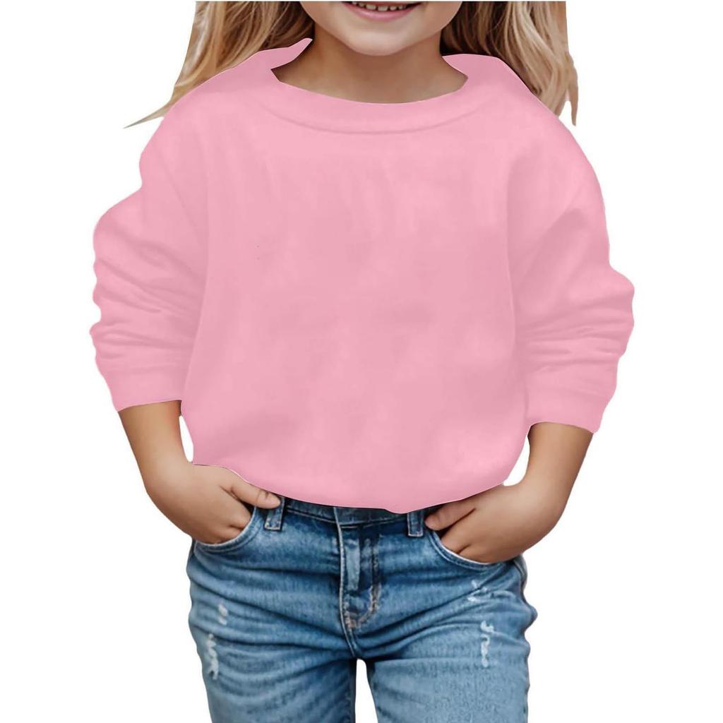Свитшоты для малышей, девочек и мальчиков, свитер с круглым вырезом и длинными рукавами, хлопковый однотонный свитер, рубашки