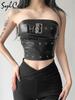 Classic Retro Matte Black Mysterious Sexy All-Match Personality Fashionable Summer Travel Cool Women Belt Chest Wrap Vest