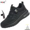 Rotating Button New Safety Shoes Men Anti-smash Anti-puncture Work Shoe Security Protective Boots Mesh Light Breathable Sneakers